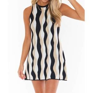 NEW SHOW ME YOUR MUMU sweeney sweater dress in squiggle stripe knit. Runs Large!